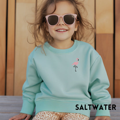 Toddler and Youth Embroidered Flamingo Sweatshirt: Trendy Beach Pullover