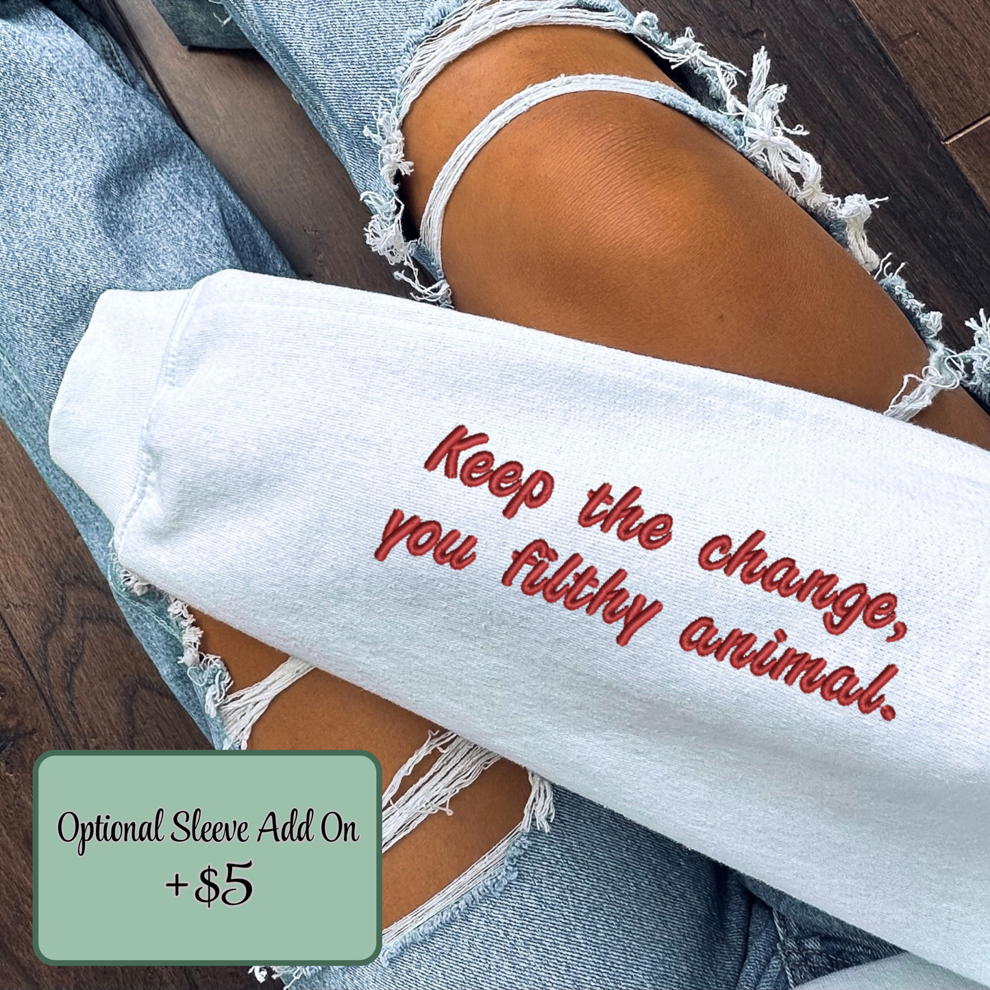 Embroidered Home Alone Movie Pigment Dyed Crewneck Sweatshirt: Minimalist Kevin Christmas Pullover