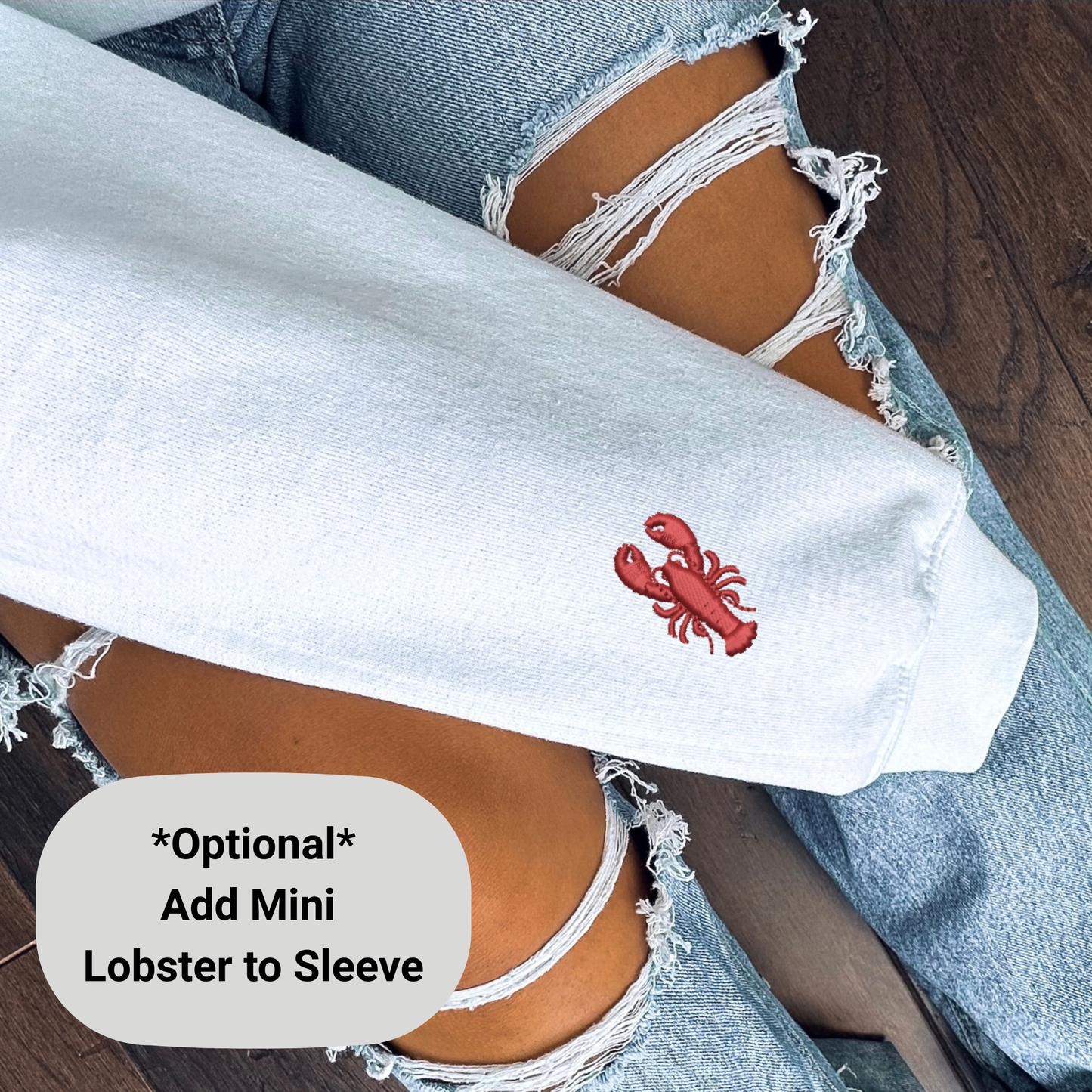 Embroidered Lobster Crewneck Sweatshirt: Pigment-Dyed Coastal Style