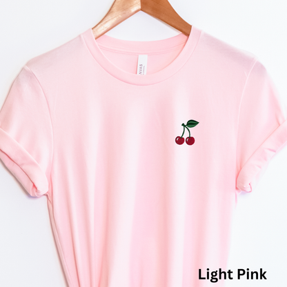 Embroidered Cherry T-Shirt: Women's Cotton Tee