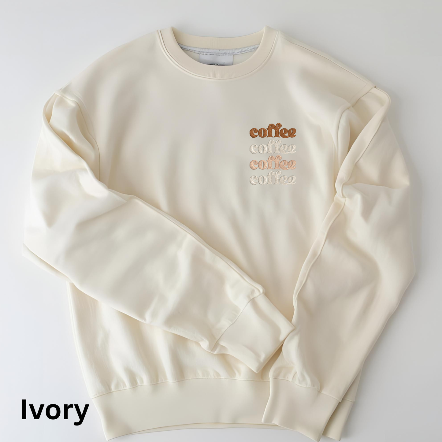 Embroidered Coffee Sweatshirt: Pigment-Dyed Java Pullover