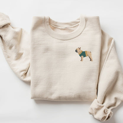 Embroidered French Bulldog Crewneck Sweatshirt: Frenchie Dog Owner Gift