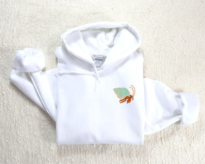 Embroidered Hermit Crab Hoodie: Unisex Pullover Sweatshirt