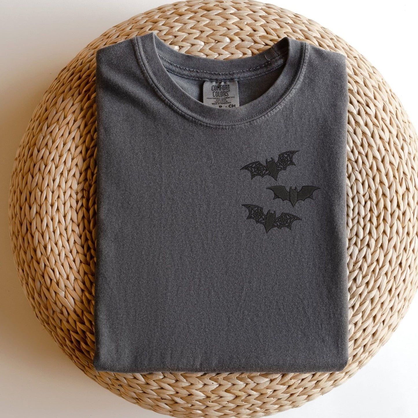 Embroidered Lacey Bat T-Shirt: Spooky Halloween Season Tee