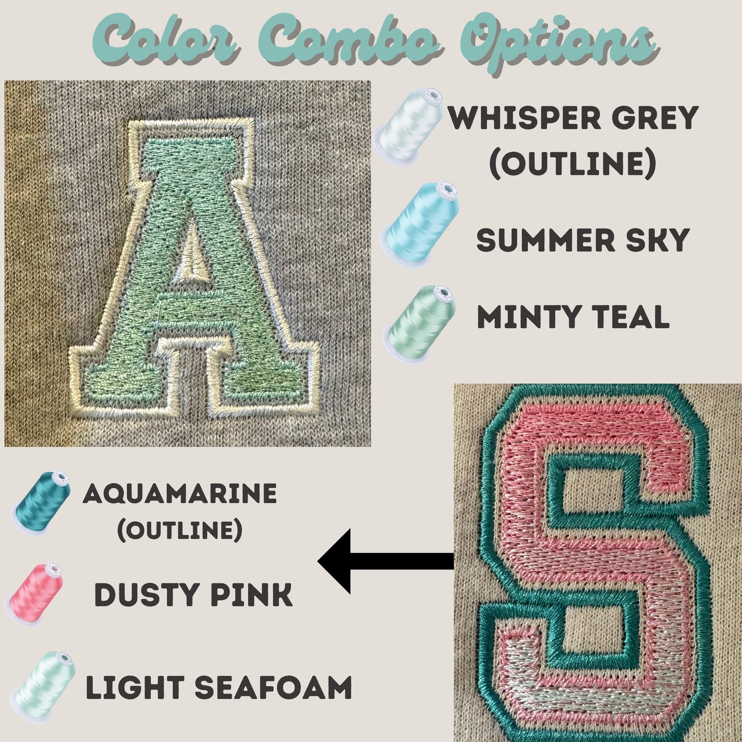 Custom Embroidered Ombré Text Sweatshirt: Varsity Letter Crewneck