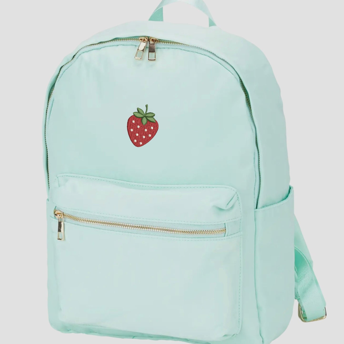 Embroidered Strawberry Backpack: Trendy School Book Bag