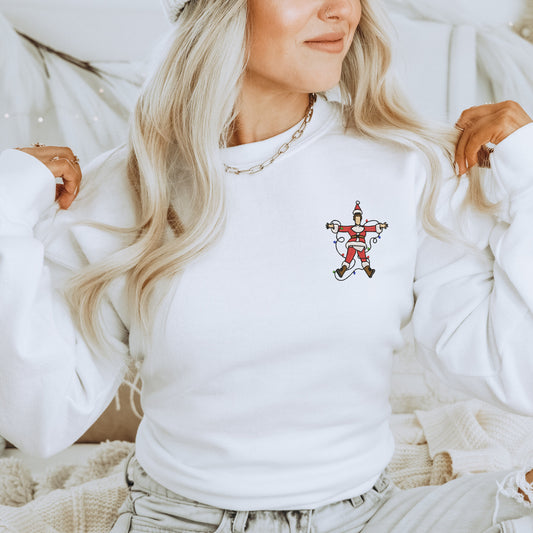 Embroidered Electrocuted Santa Sweatshirt on Gildan