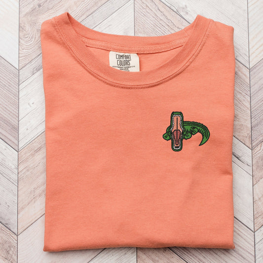 Embroidered Alligator Chomp T-shirt - Funny Reptile Tee