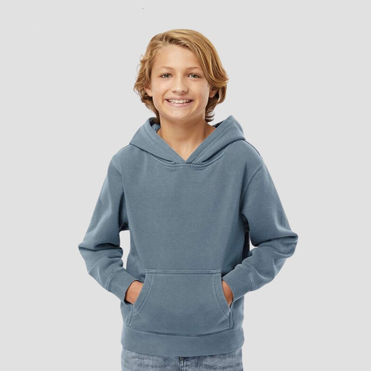 Youth Unisex "Choose Your Design" Embroidered Hoodie: Pigment-Dyed Pullover