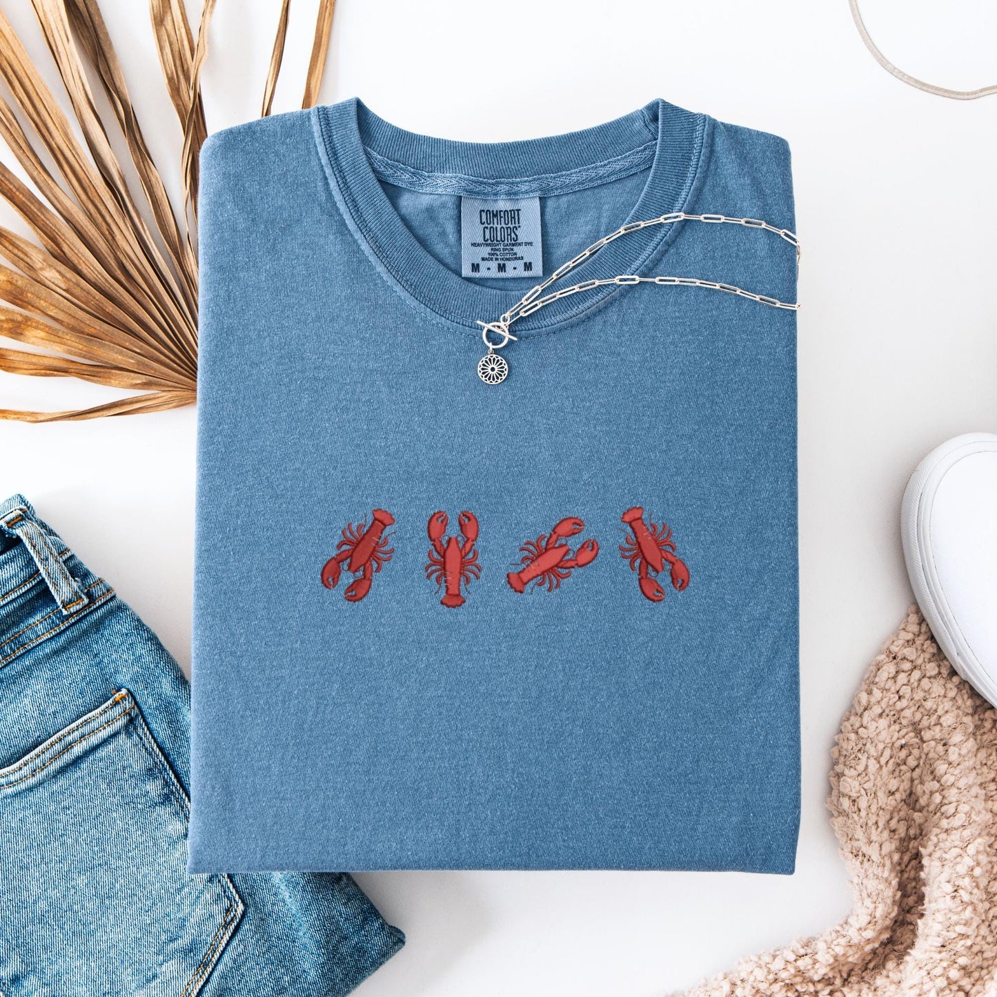Embroidered Lobster T-Shirt: Coastal Preppy Summer Tee
