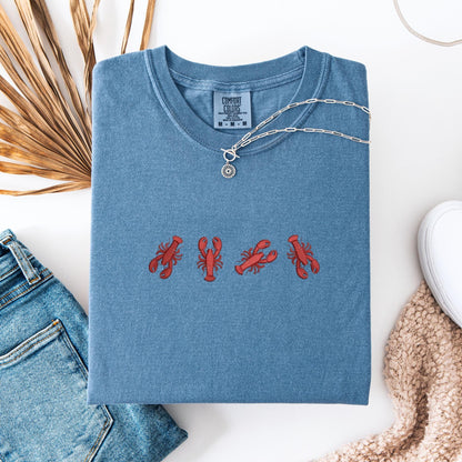 Embroidered Lobster T-Shirt: Coastal Preppy Summer Tee