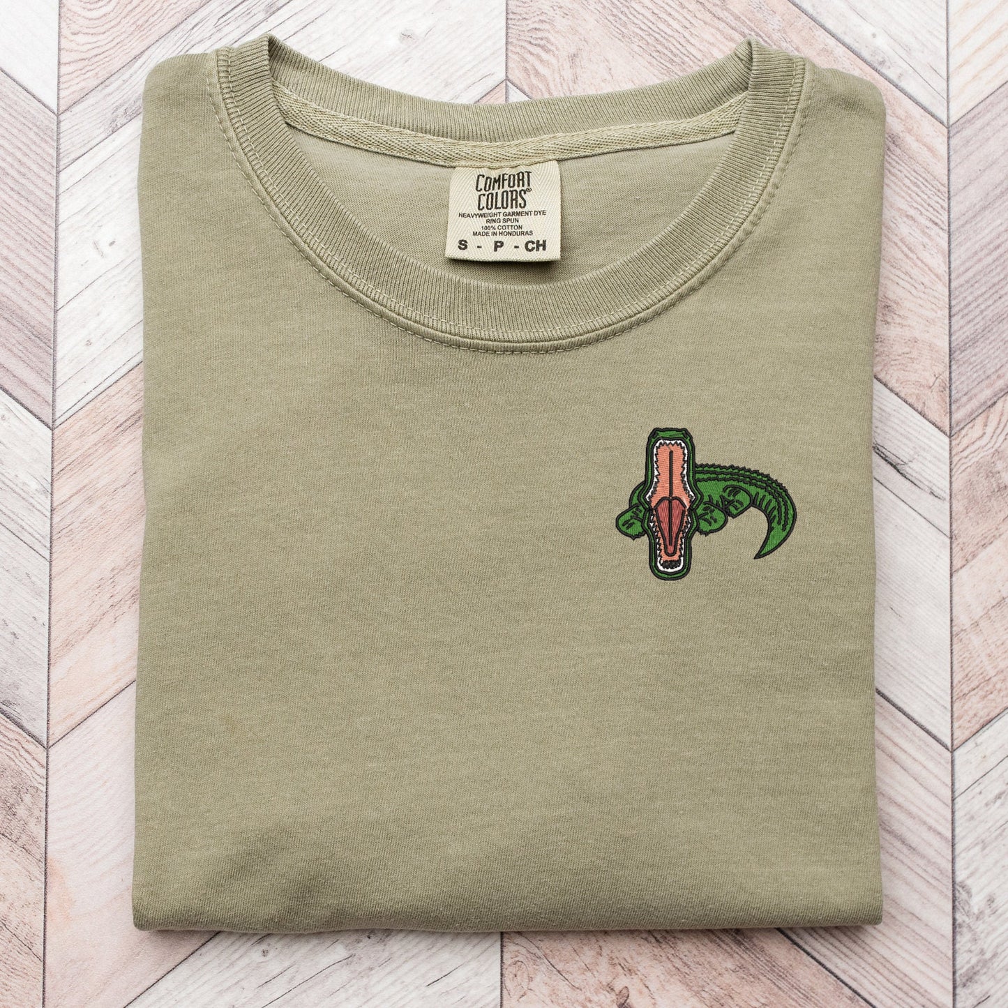 Embroidered Alligator Chomp T-shirt - Funny Reptile Tee