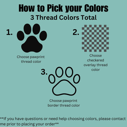 Embroidered Plaid Pawprint Pigment Dyed Sweatshirt: Choose Your Thread Colors, Dog/Cat Mom Pullover