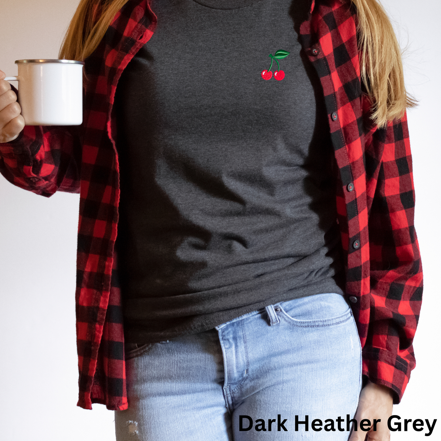 Embroidered Cherry T-Shirt: Women's Cotton Tee