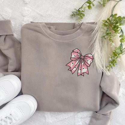Embroidered Coquette Ghost Halloween Bow Sweatshirt: Pigment Dyed