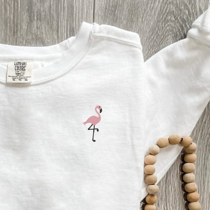 Embroidered Pink Flamingo Sweatshirt