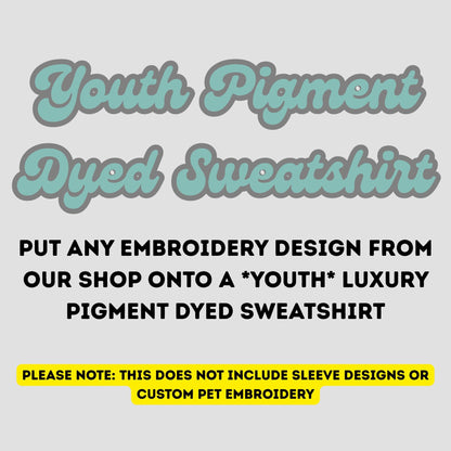 Youth Unisex "Choose Your Design" Embroidered Hoodie: Pigment-Dyed Pullover