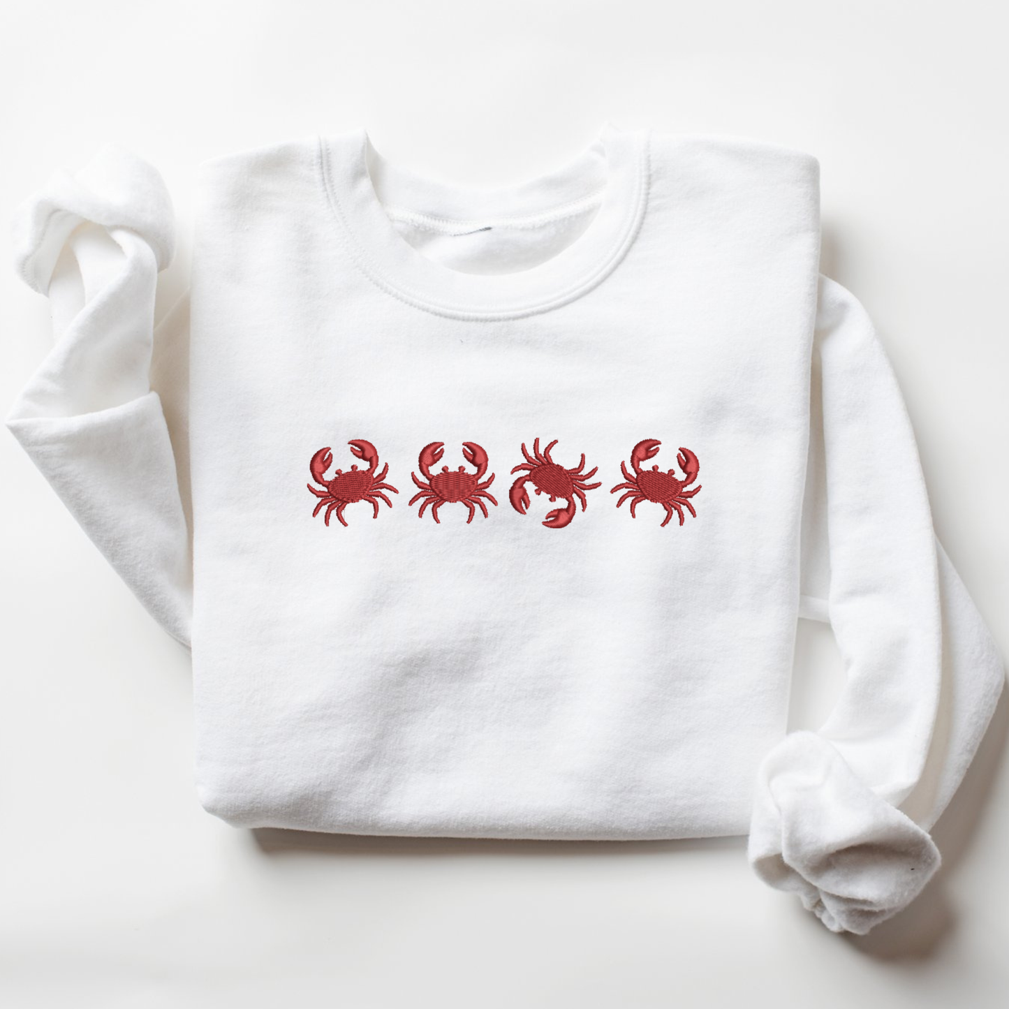 Embroidered Red Crab Pigment Dyed Crewneck Sweatshirt