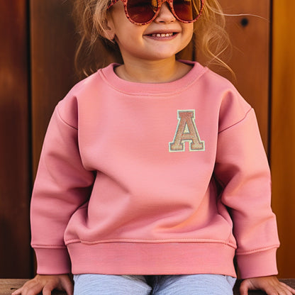 Toddler and Youth Unisex Embroidered Ombre Monogram Kids Sweatshirt: Personalized Initial Pullover