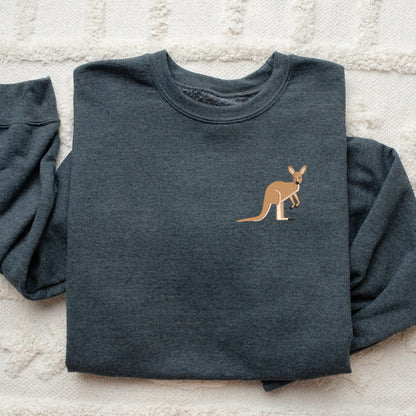 Embroidered Kangaroo Sweatshirt: Aussie Animal Lover Gift