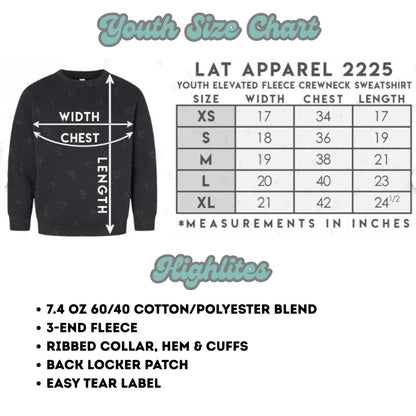 Youth Unisex "Choose Your Design" Embroidered LAT Crewneck Sweatshirt: Personalized Kids Pullover