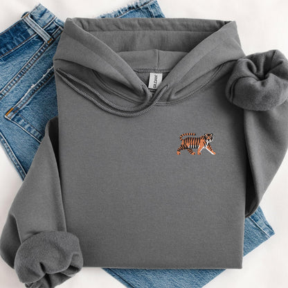 Embroidered Tiger Sweatshirt: Unisex Jungle Cat Pullover