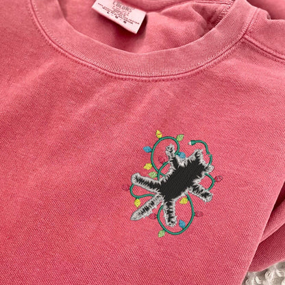 Embroidered Electrocuted Cat Christmas Lights Sweatshirt: Christmas Vacation Pullover