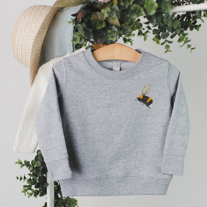 Embroidered Bumblebee Toddler and Youth Sweatshirt: Trendy Lightweight Pullover