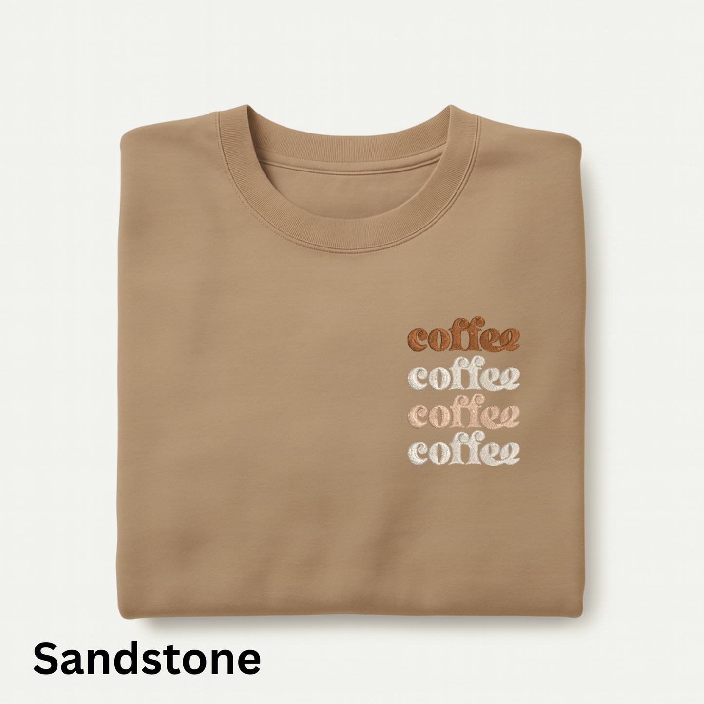 Embroidered Coffee Sweatshirt: Pigment-Dyed Java Pullover