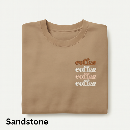Embroidered Coffee Sweatshirt: Pigment-Dyed Java Pullover