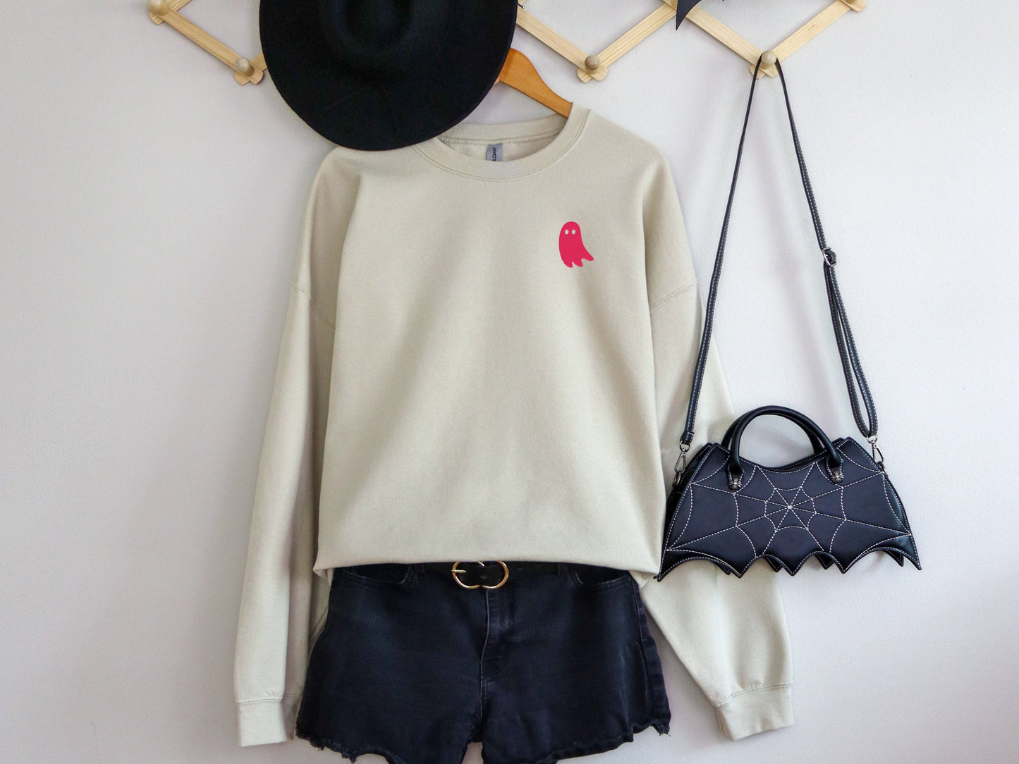 Viral Pink Ghost Embroidered Sweatshirt, Trendy Pink and White Ghost Blanket Crewneck Sweater, Halloween Ghost Pullover, Spooky Season