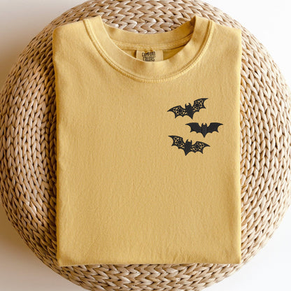 Embroidered Lacey Bat T-Shirt: Spooky Halloween Season Tee