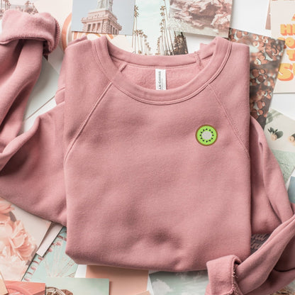 Embroidered Kiwi Sweatshirt: Bella Canvas Crewneck, Fruit Lover Gift