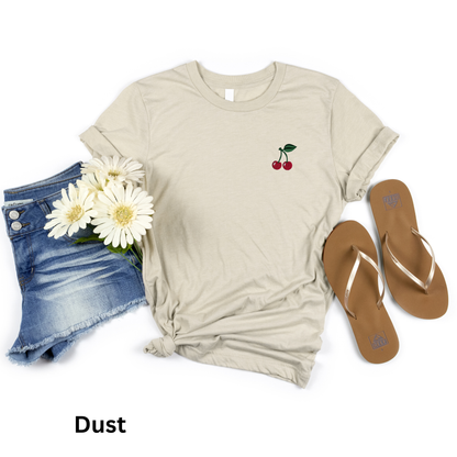 Embroidered Cherry T-Shirt: Women's Cotton Tee