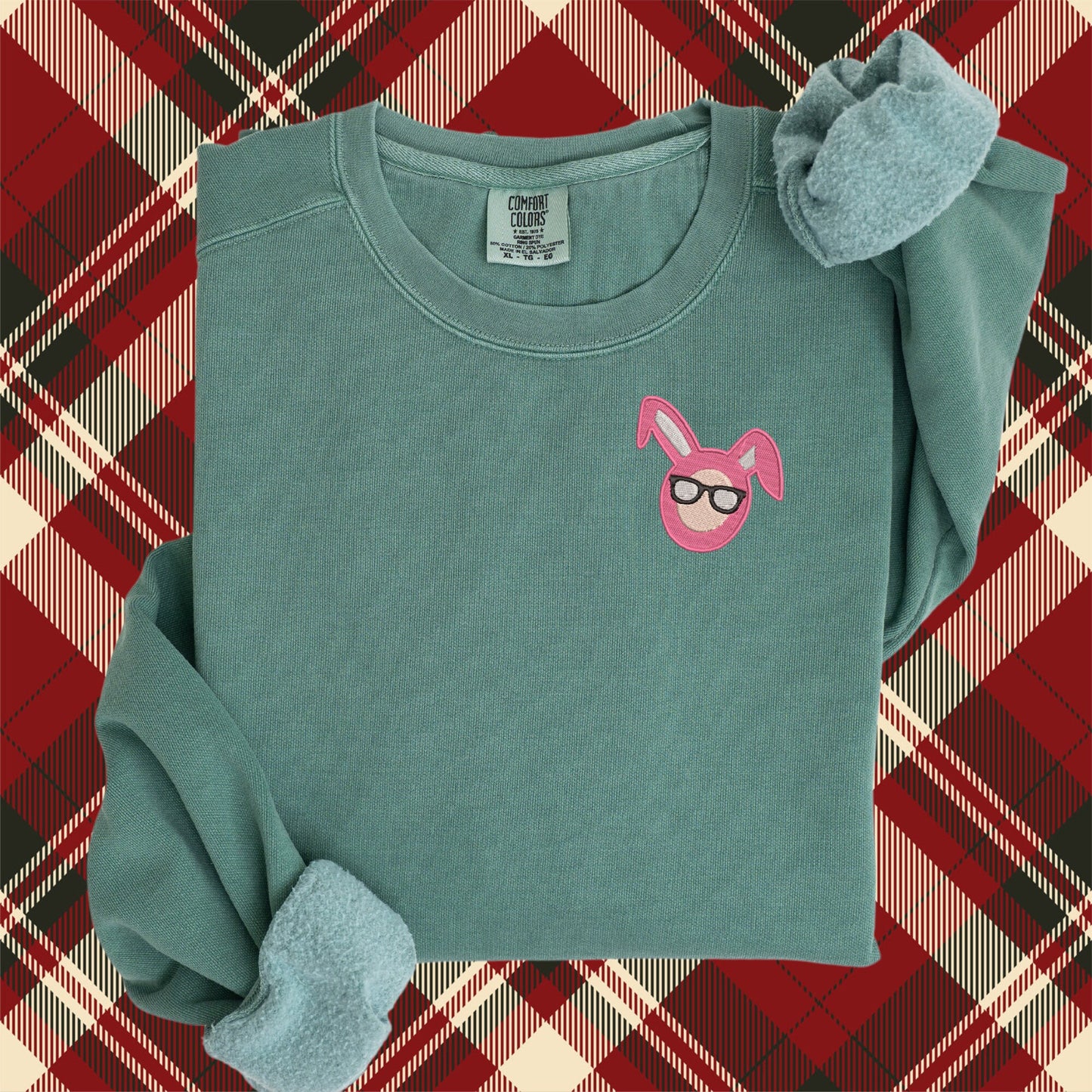 Embroidered Ralphie in Pink Bunny Costume: Holiday Classic Movie Sweater, A Christmas Story