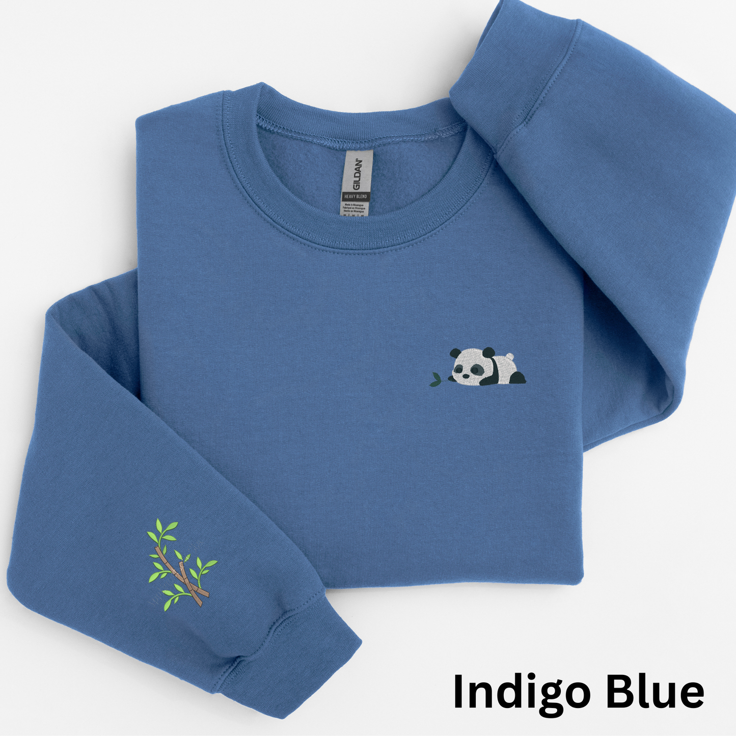 Embroidered Panda with Bamboo Sleeve Sweatshirt: Choose Crewneck Sweater or Hoodie