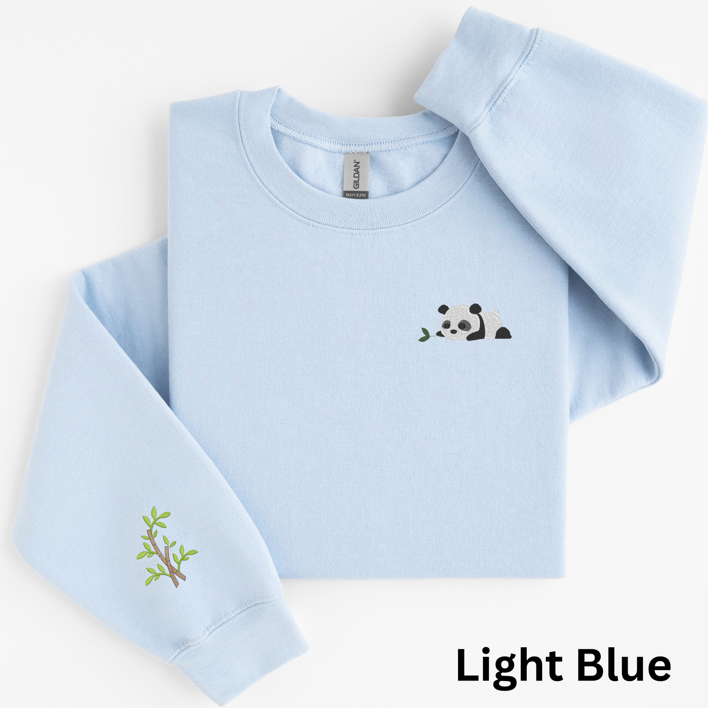 Embroidered Panda with Bamboo Sleeve Sweatshirt: Choose Crewneck Sweater or Hoodie