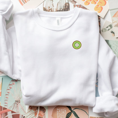 Embroidered Kiwi Sweatshirt: Bella Canvas Crewneck, Fruit Lover Gift