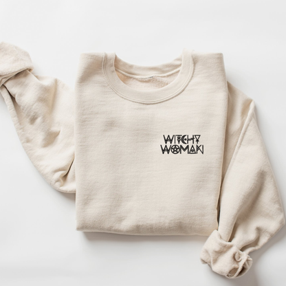 Embroidered Witchy Woman Sweatshirt: Pagan Wiccan Crewneck