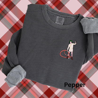 Embroidered Christmas Vacation Pigment Dyed Crewneck Sweatshirt: Cousin Eddie Pullover