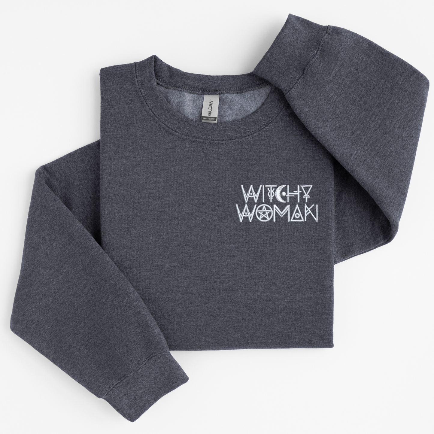 Embroidered Witchy Woman Sweatshirt: Pagan Wiccan Crewneck