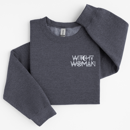 Embroidered Witchy Woman Sweatshirt: Pagan Wiccan Crewneck