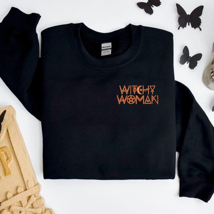 Embroidered Witchy Woman Sweatshirt: Pagan Wiccan Crewneck