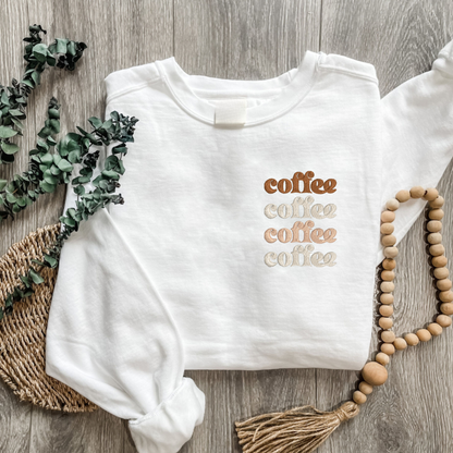 Embroidered Coffee Sweatshirt: Pigment-Dyed Java Pullover