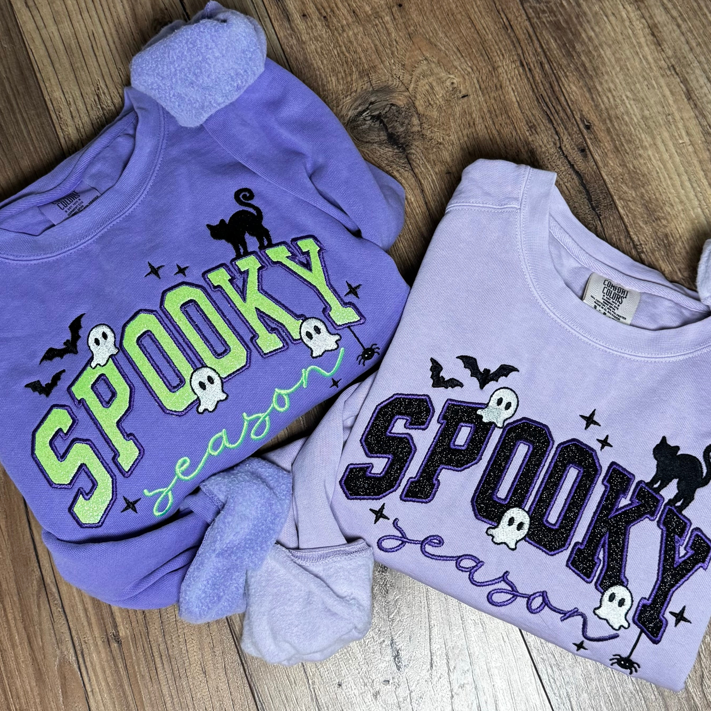 Embroidered Spooky Season Glitter Applique Crewneck Sweatshirt