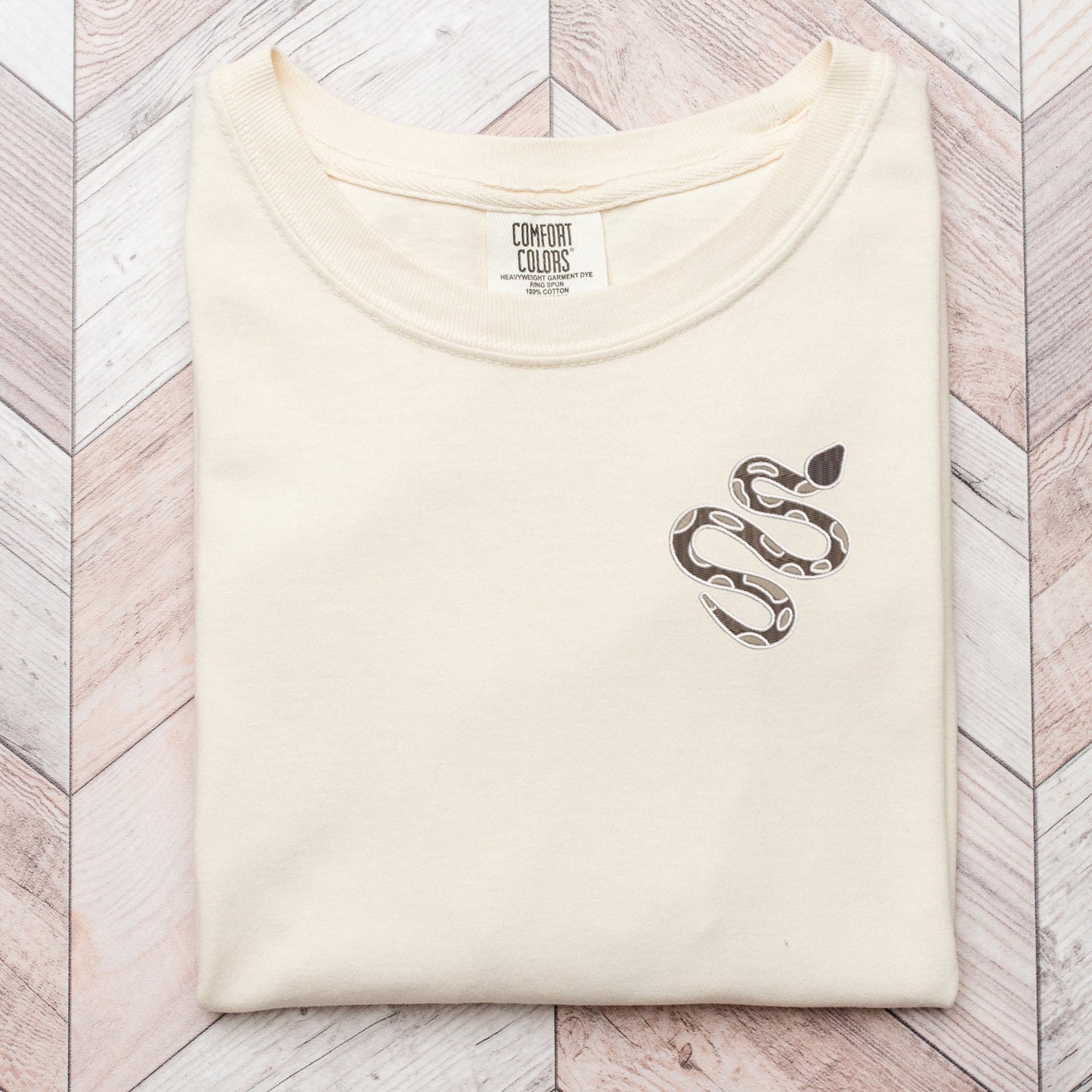 Embroidered Snake T-Shirt: Minimalist Serpent Tee