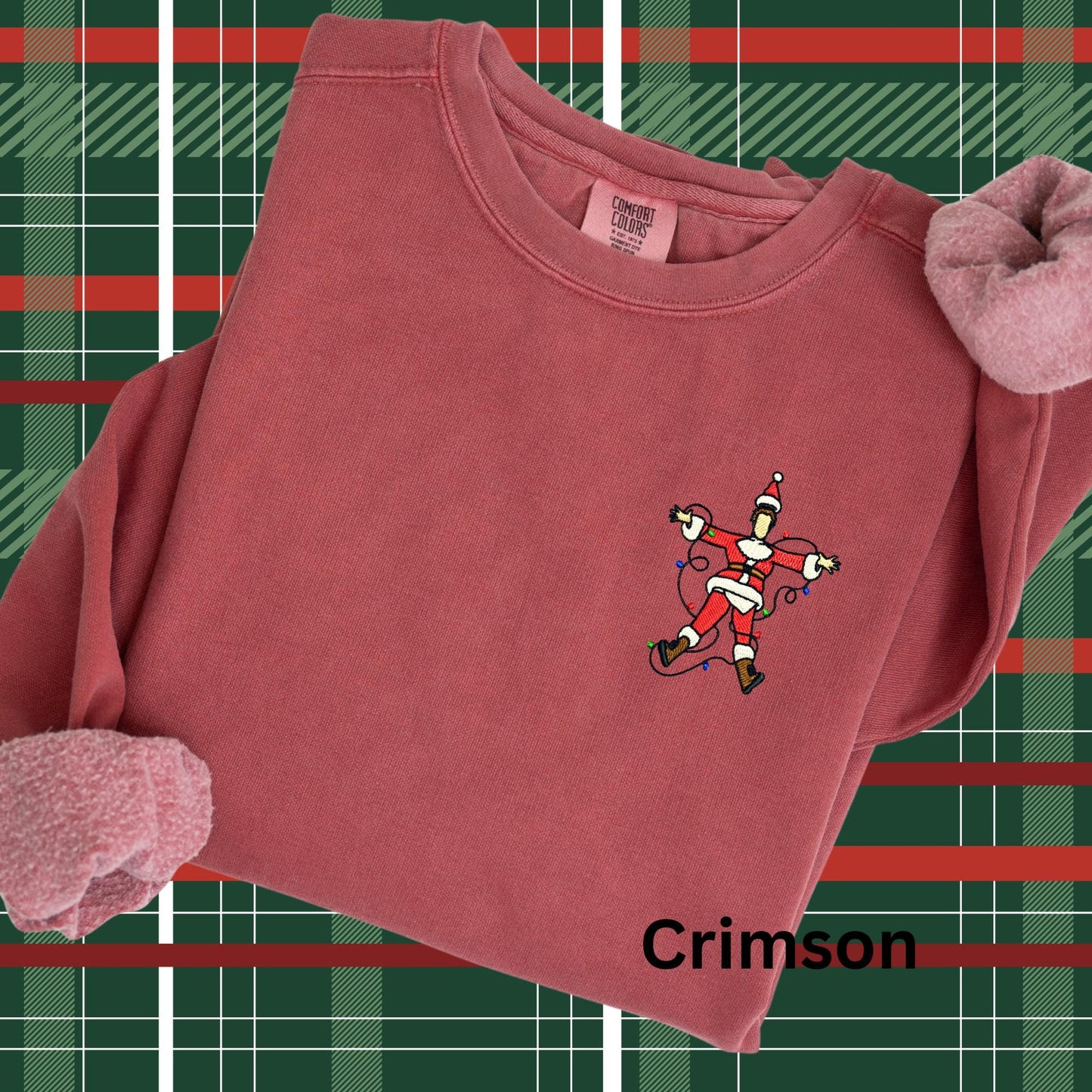 Funny Embroidered Santa Sweatshirt: Electrocuted Clark Classic Christmas Movies Pullover