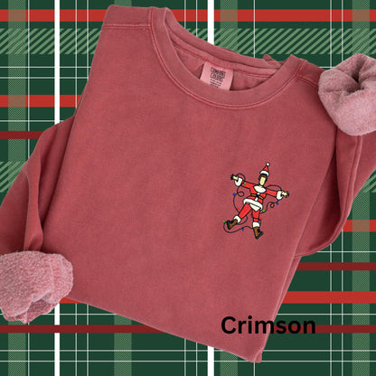 Funny Embroidered Santa Sweatshirt: Electrocuted Clark Classic Christmas Movies Pullover