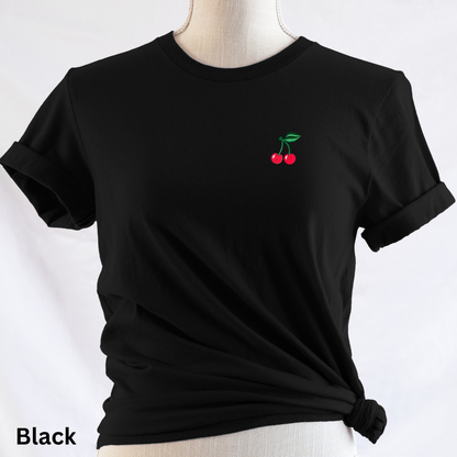 Embroidered Cherry T-Shirt: Women's Cotton Tee
