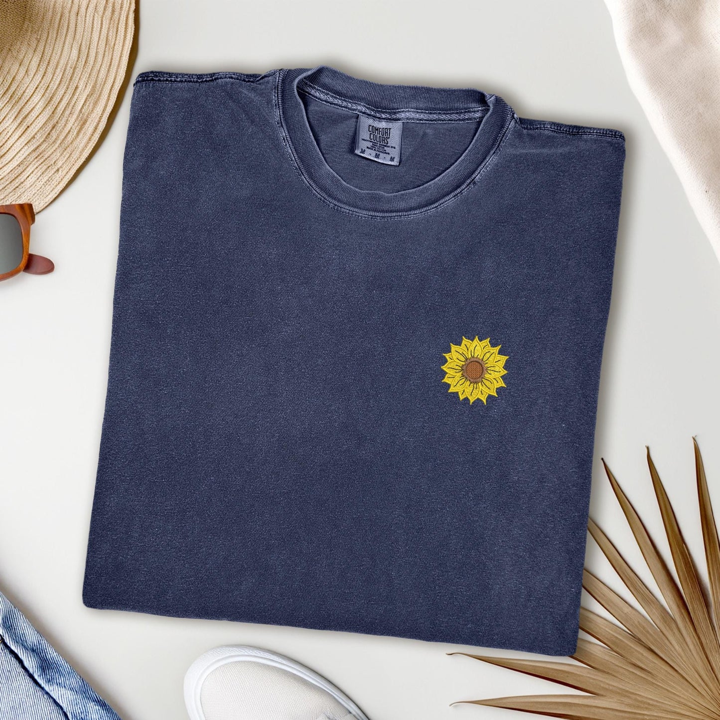 Embroidered Sunflower T-Shirt: Vintage Style Boho Tee